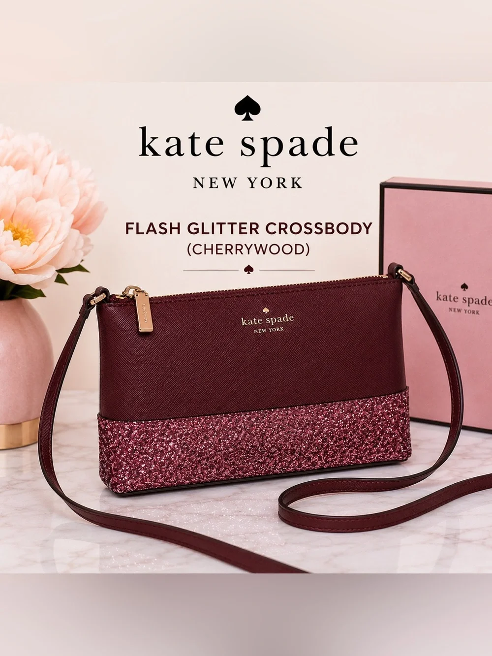 Kate Spade New York Cherrywood Glitter Crossbody Bag - Picture 1 of 9